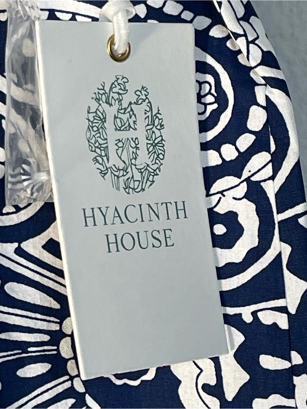Tuckernuck Hyacinth House Thea Blouse Navy & White Floral Paisley Sz XXS Top NWT - Picture 5 of 11